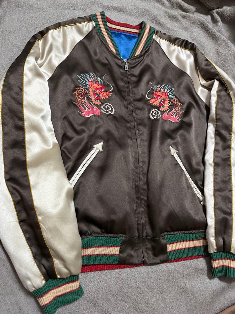 ２面用 テーラー東洋 ワシ 龍 日本限定 スカジャン サテン vintage