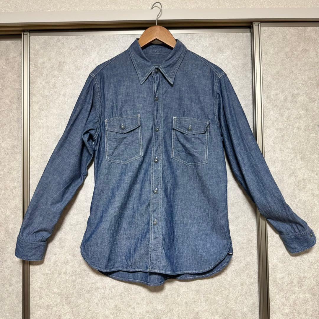 Atlast&co ミリタリーシャンブレーシャツ　size:15 1/2