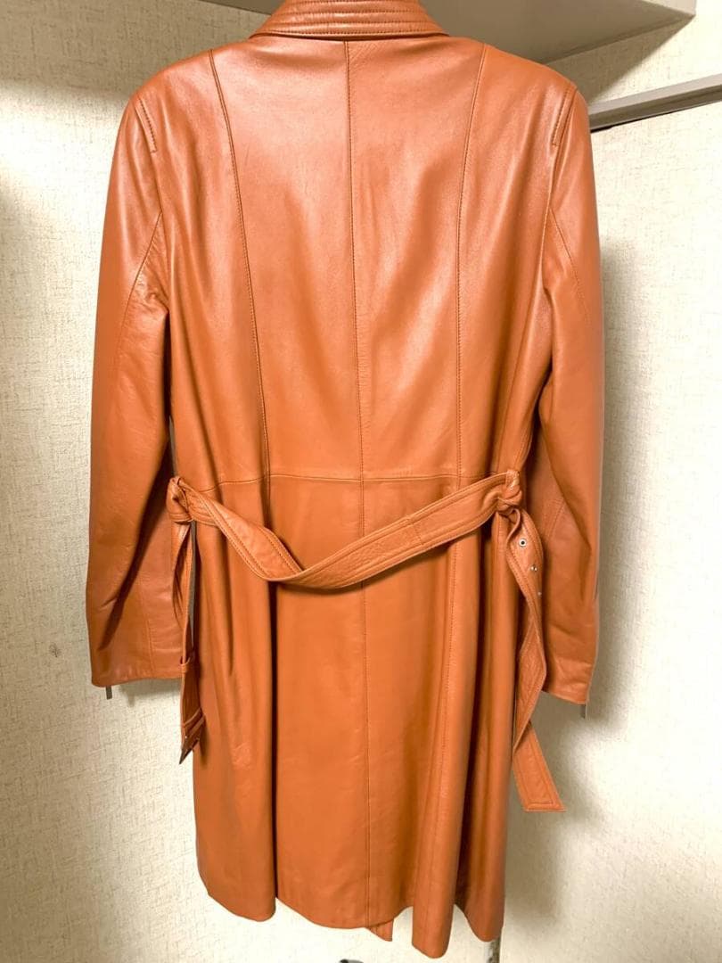 [ヒヒン]BALMAIN バルマン ラムレザー コート 黄橙色 サイズ11