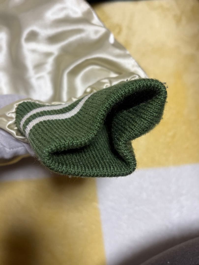 ヴィンテージ ドラゴン刺繍 緑クリーム スカジャン