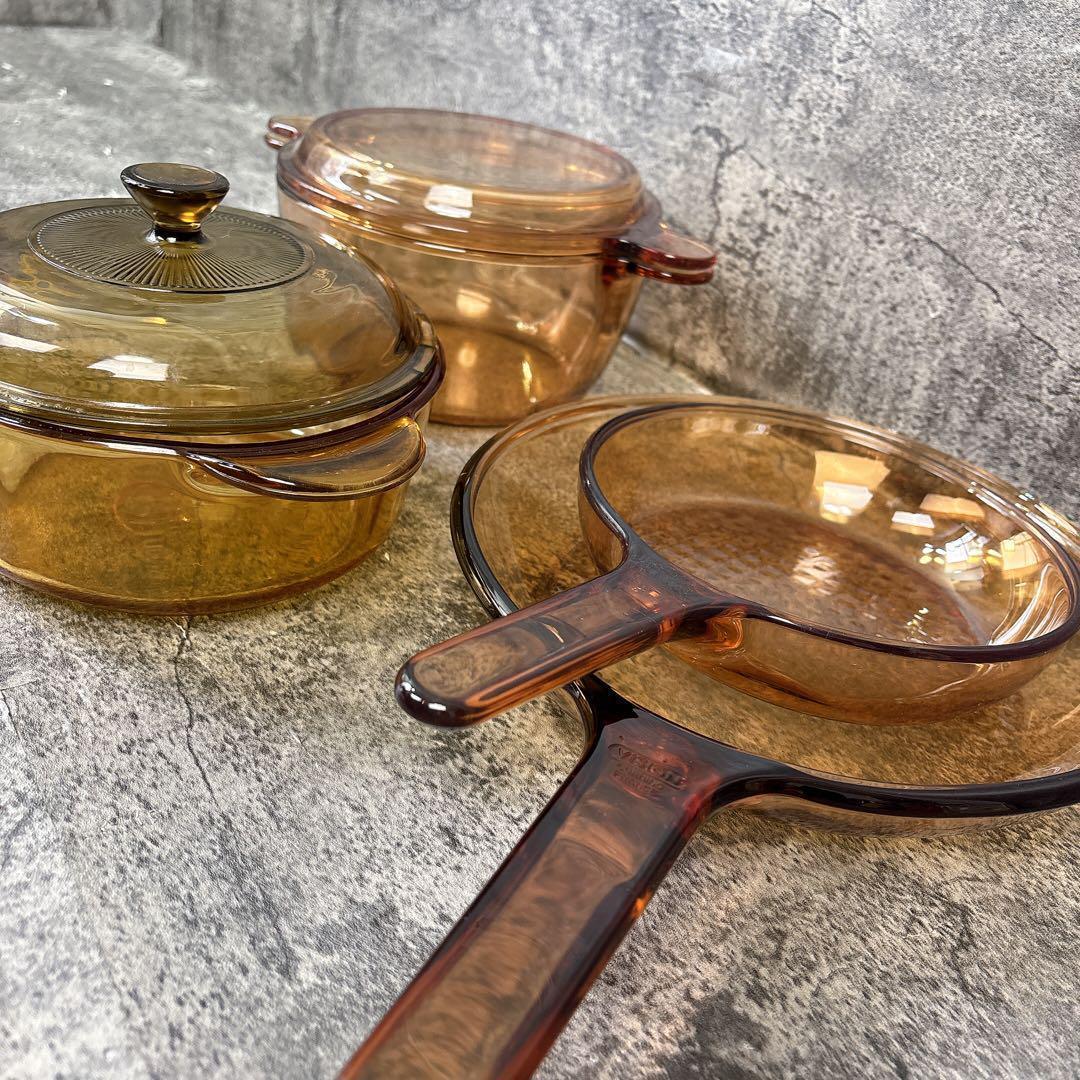 ビジョン　アンバーガラス　キャセロール　耐熱セット　フライパン　4点セット