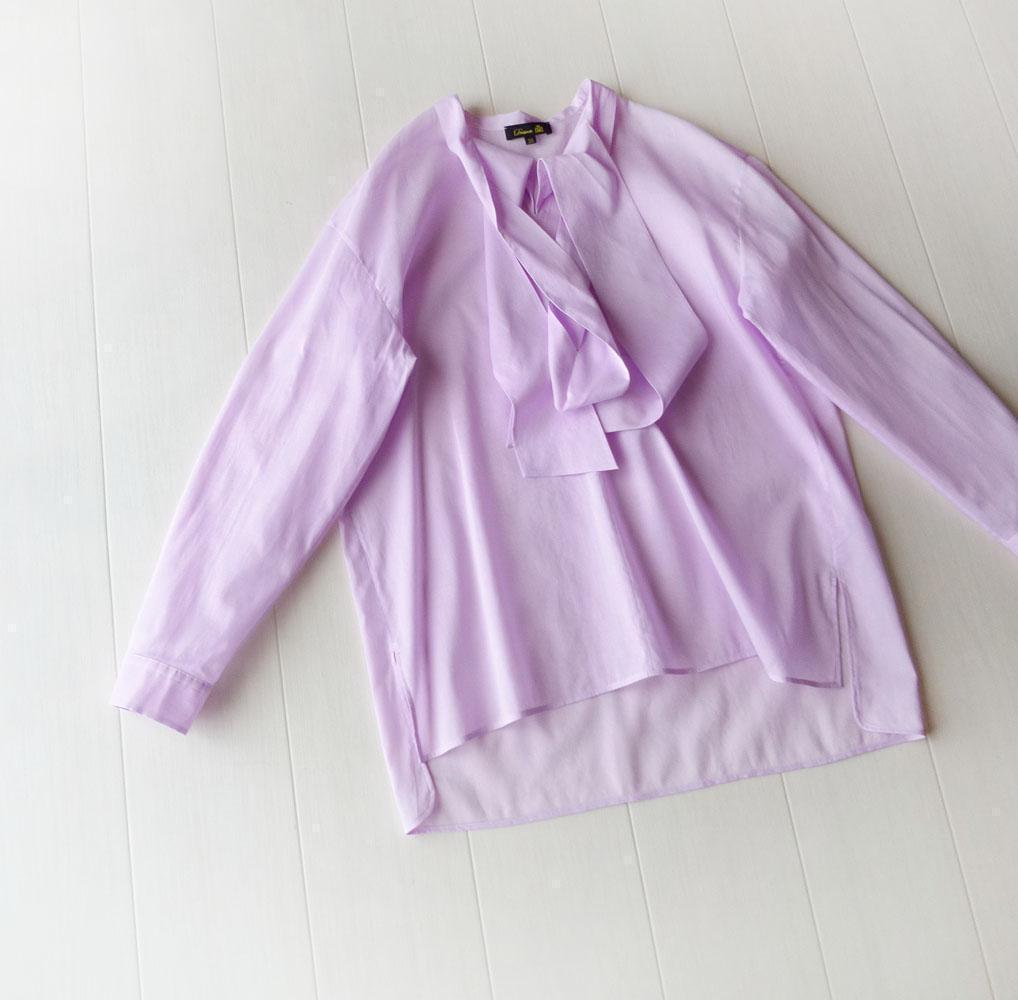 美品 ドゥロワー 7万円 オーガンジー素材リボンシャツ ブラウス Drawer