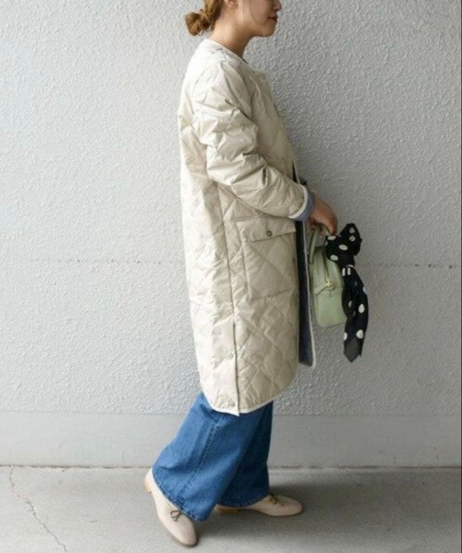 新品タグ付SHIPS TAION パイピング ノーカラー キルティング コート