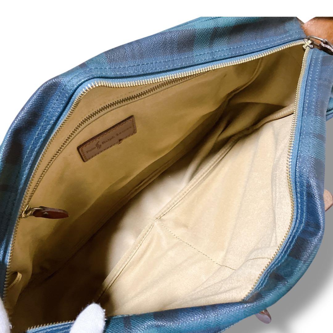 ポロラルフローレン 斜め掛け可 A4収納可 チェック メッセンジャーバッグ