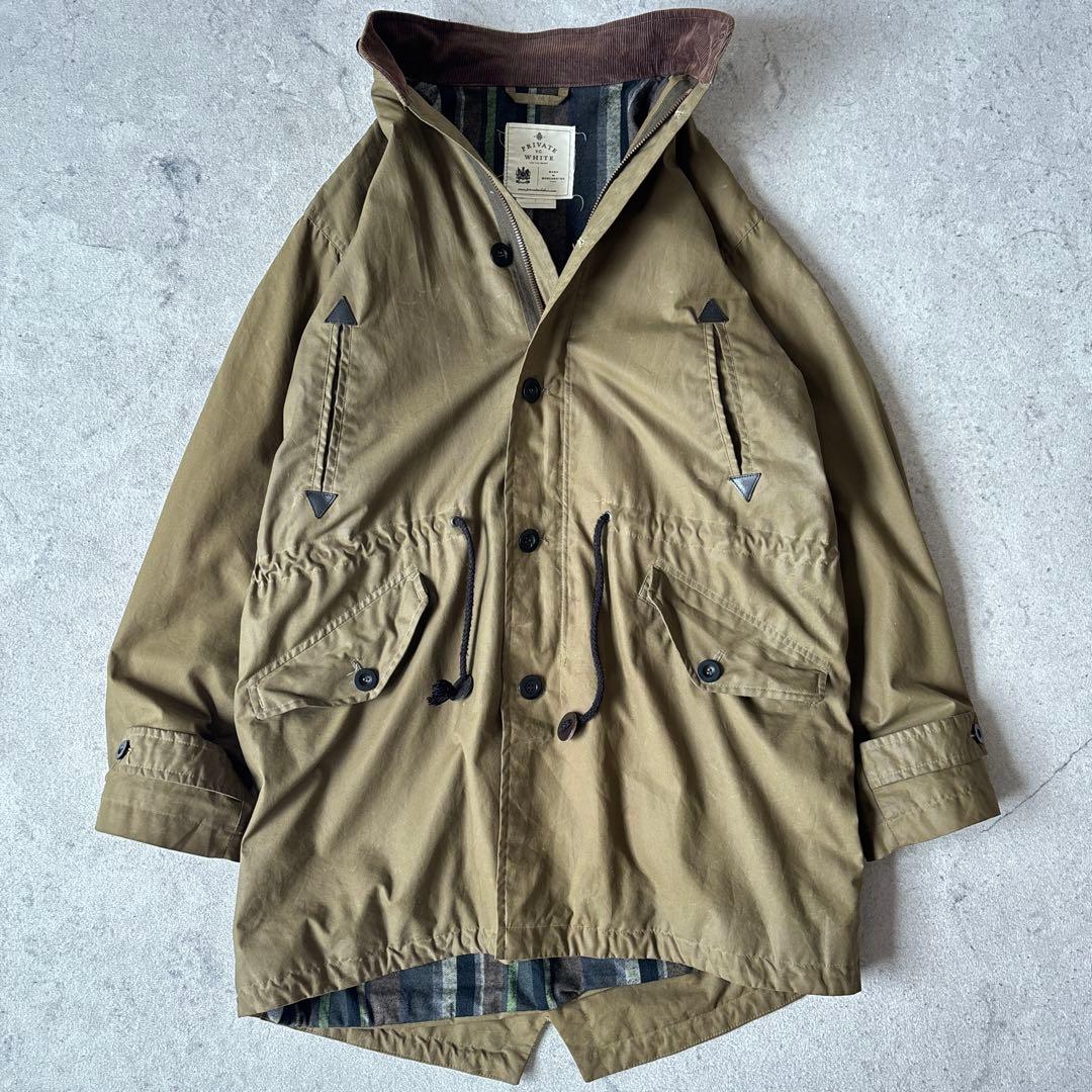 プライベートホワイト イギリス製 2→M ワックスコットン モッズコート カーキ