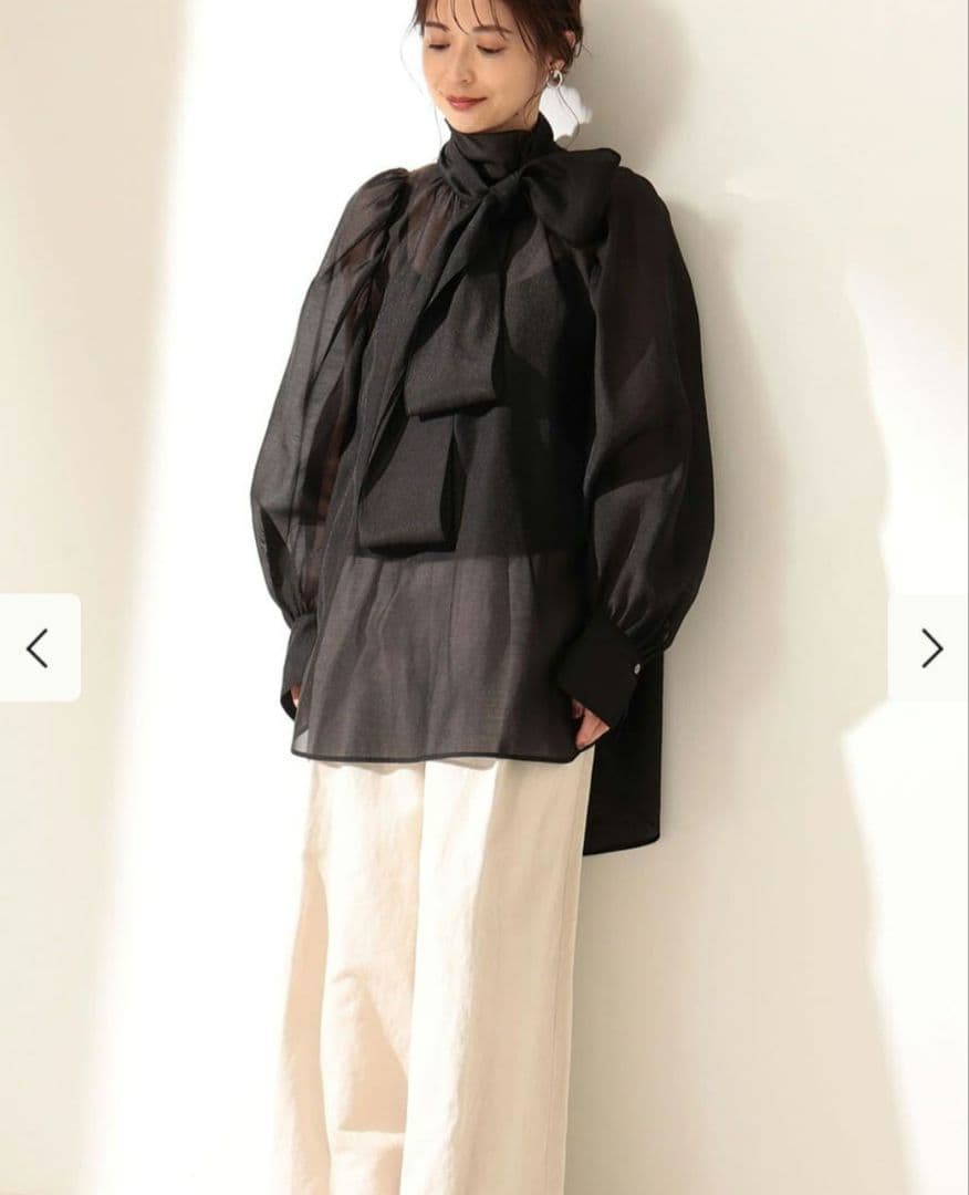 Demi-Luxe BEAMS / オーガンジー リボンブラウス