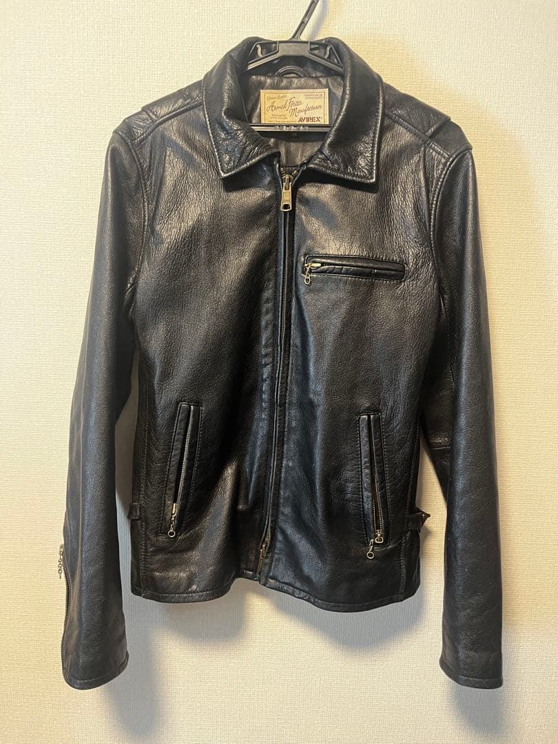 ル*読様 AVIREX トラッカーライダースレザージャケット38 ゴートスキン