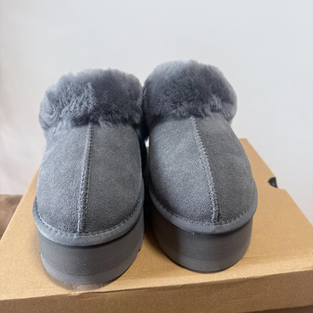 UGGファンケット レディース 厚底 ムートン サンダル グレー23.5cm