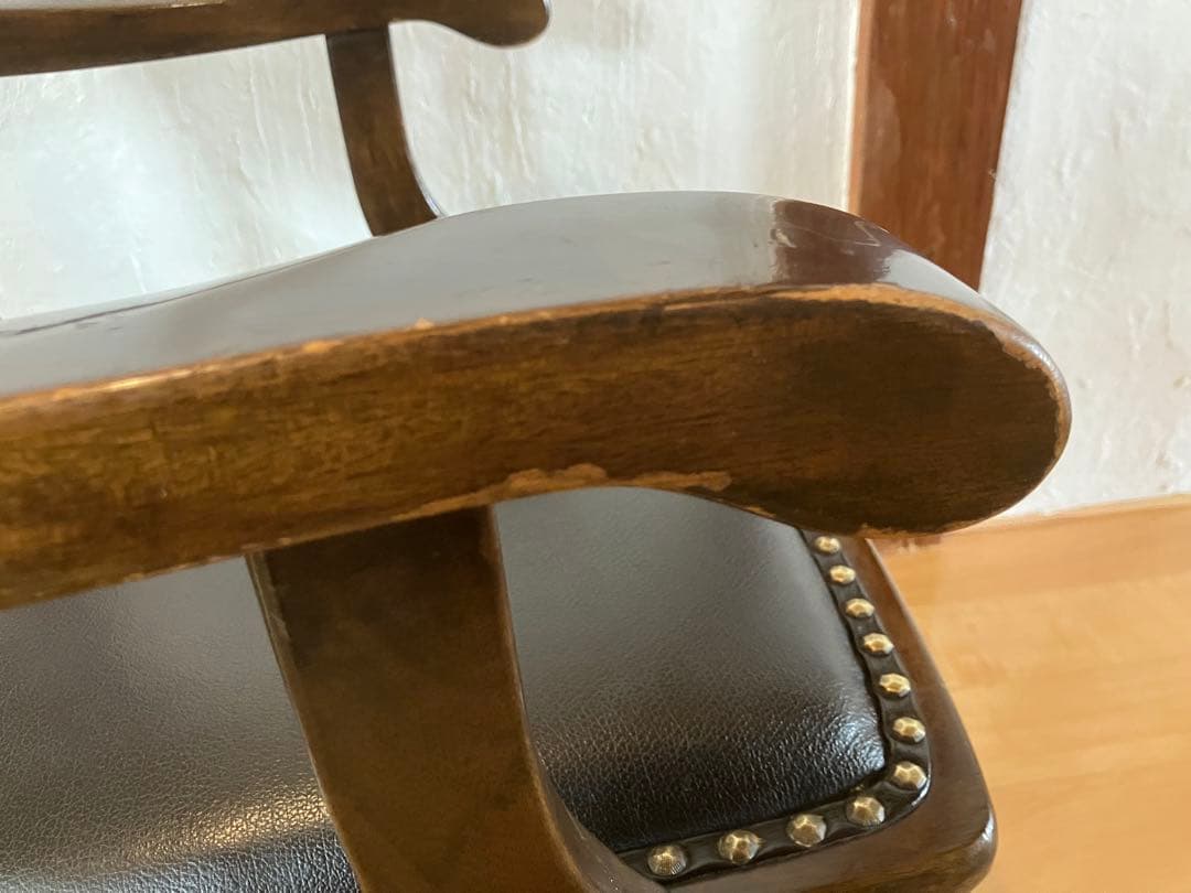 大塚家具 英国アンティーク アームチェア 天然木 ダークブラウン②