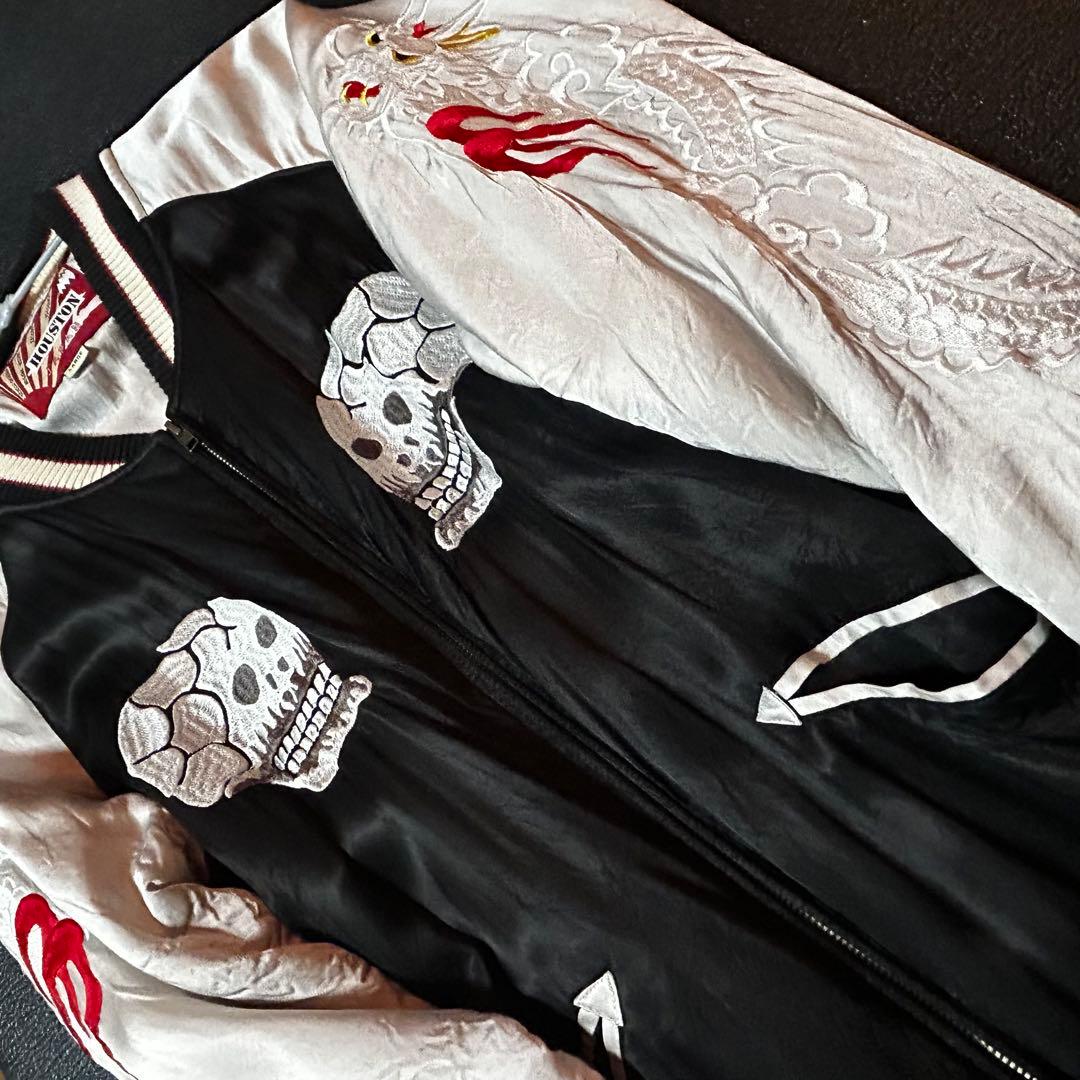 Houston スカジャン　スカル 蛇 刺繍 スカジャン