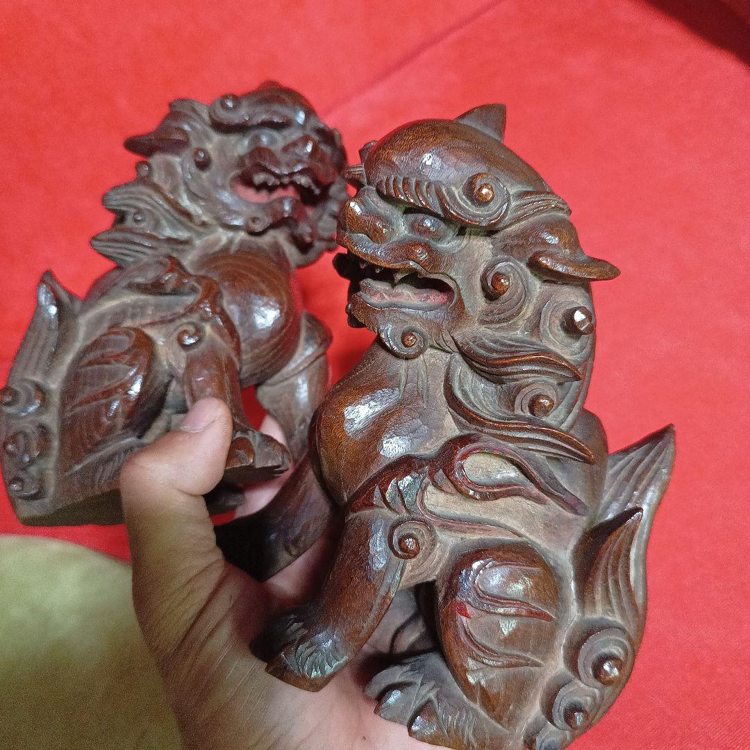 獅子　狛犬　阿吽　セット　彫刻　木彫　守り神　神社　仏閣　だんじり