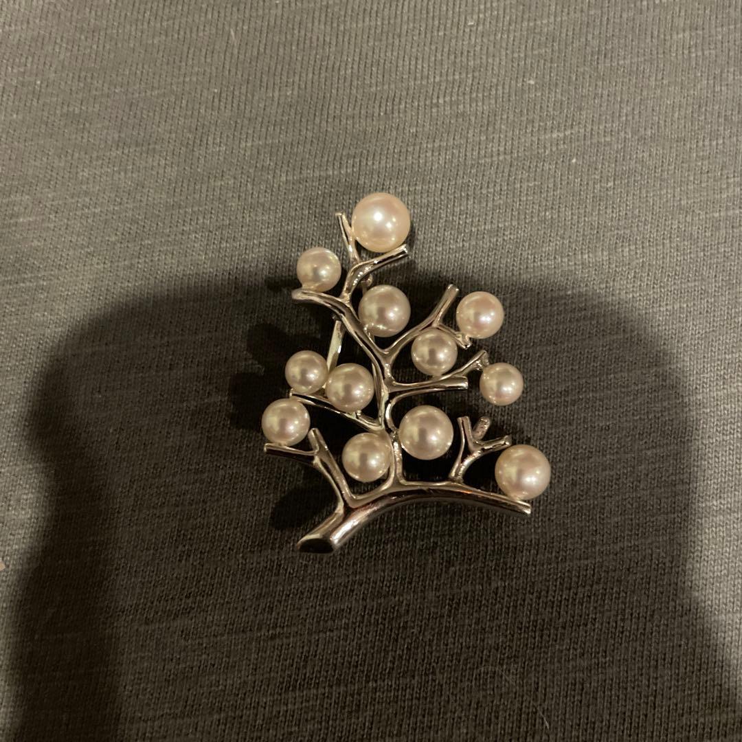 MIKIMOTO ミキモトWG14金 パール　ブローチ　幸福の木　希少