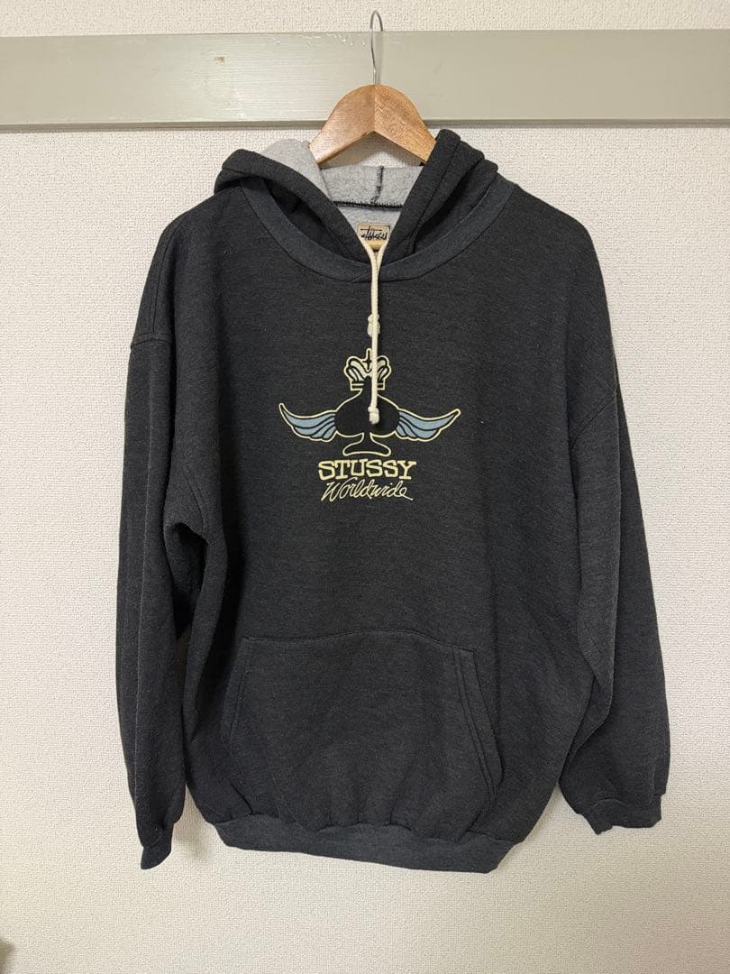 90s STUSSY OLD パーカー　OZ パーカー　フーディー　XL グレー