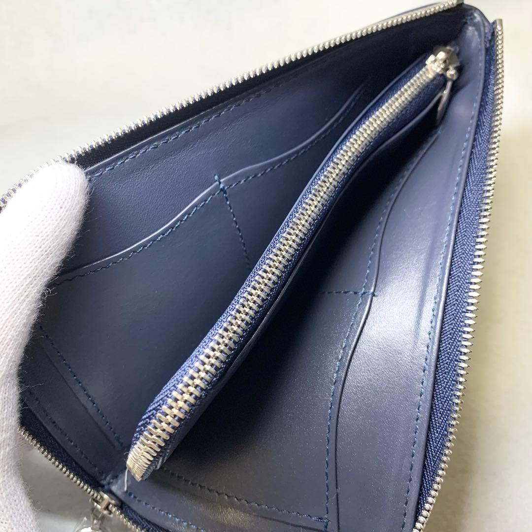 未使用級 muta 財布 ガルーシャ エイ革 カーフレザー L字ファスナー 紺