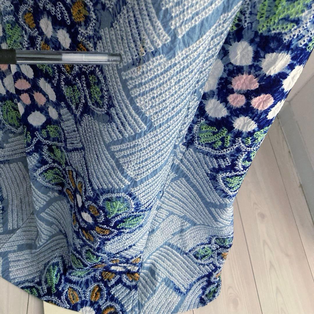 専用みかん24様　有松絞り浴衣・有松鳴海絞り浴衣　花繋ぎ　手縫い　No.7-65