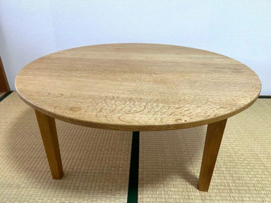 ちゃぶ台　ローテーブル　無垢　ナラ材　木製円形座卓