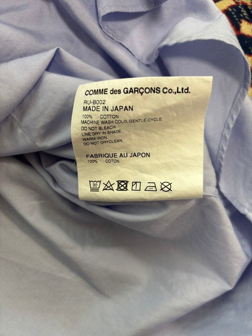 COMME des GARÇONS コムコム　ライトブルー　丸襟　長袖シャツ M