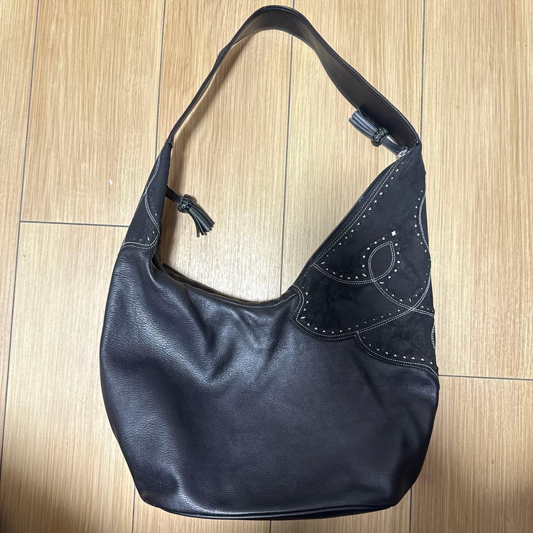 ロエベ ヴィンテージ ショルダーバッグ スエード × レザー