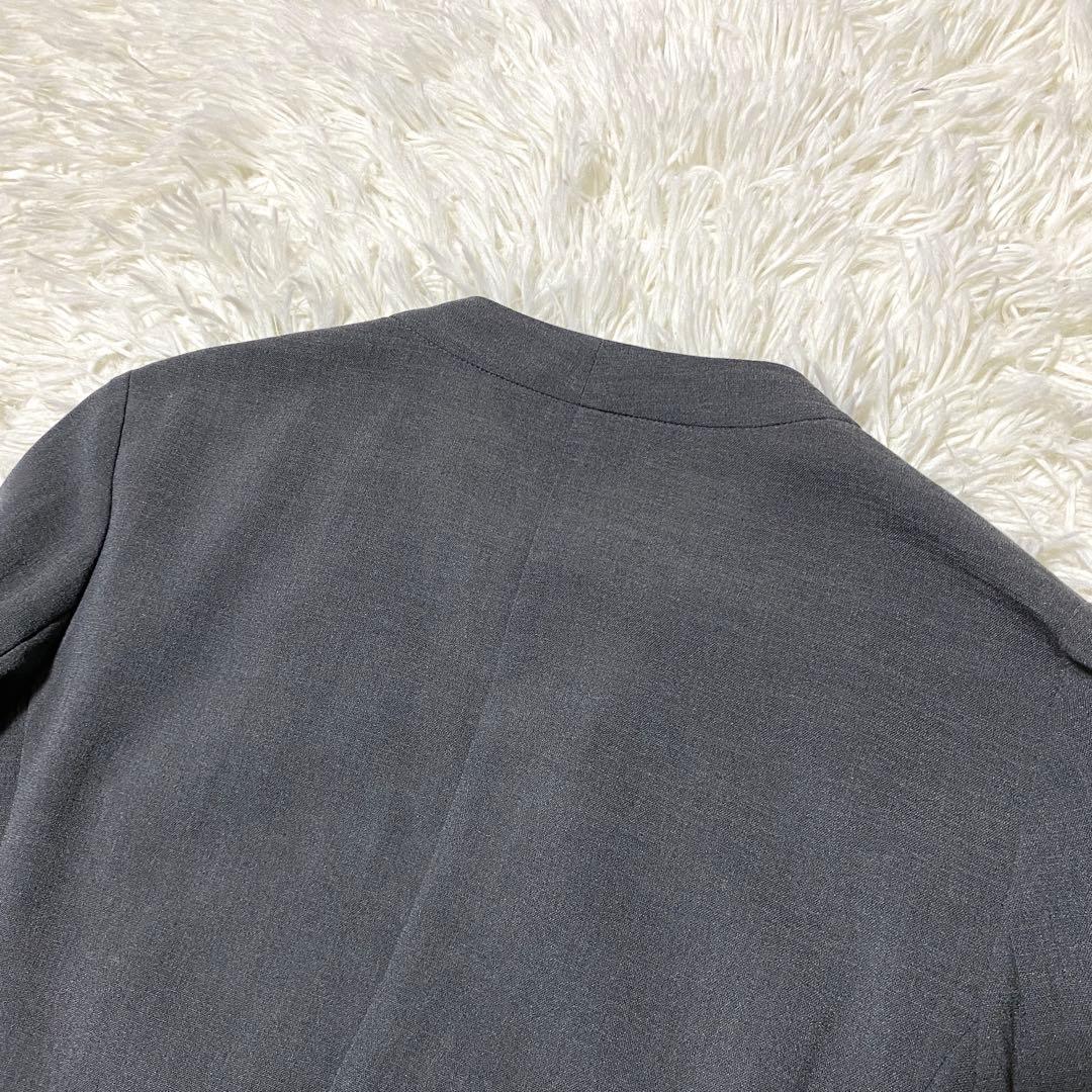 美品✨Indivi スーツ セットアップ ノーカラー グレー ジャケット パンツ