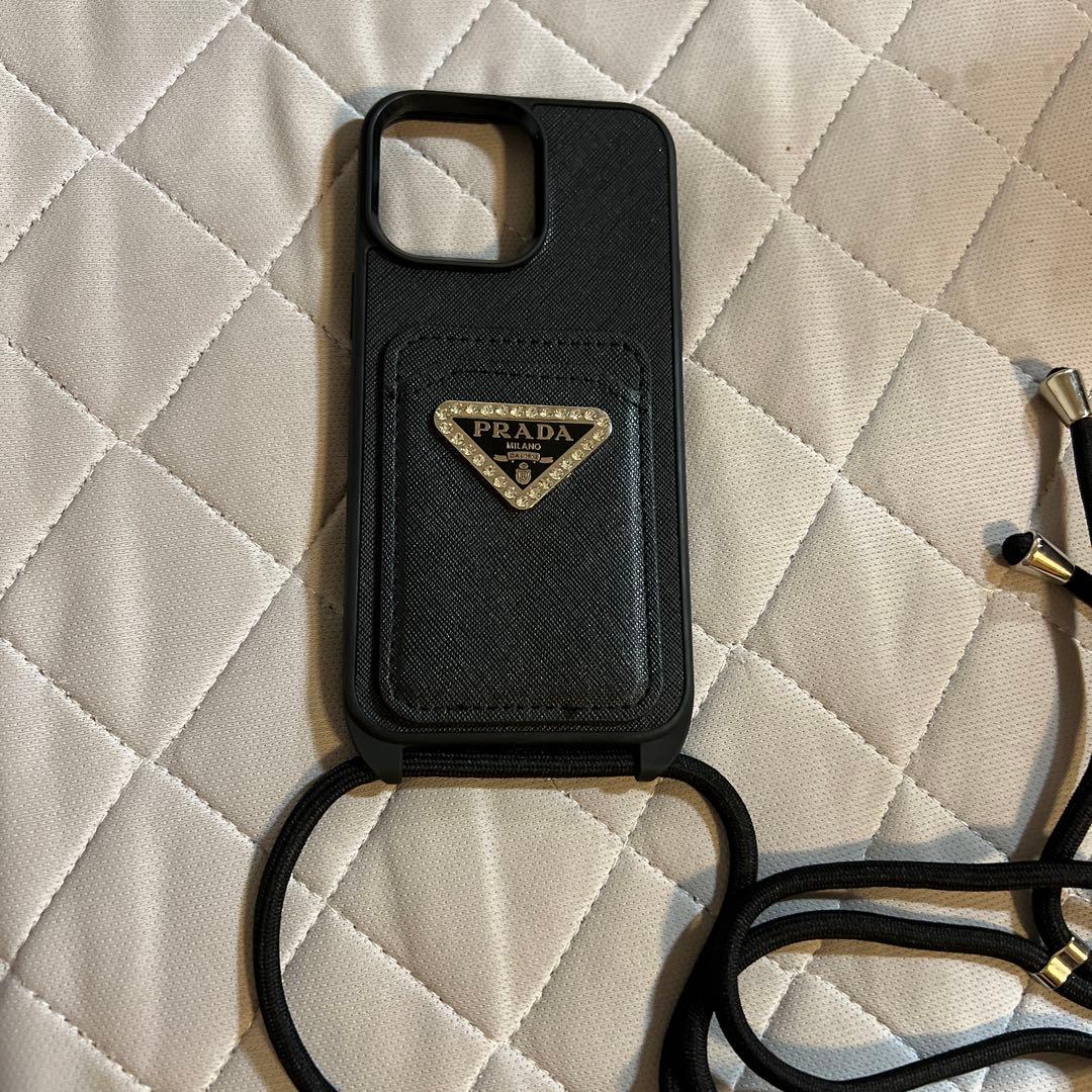 PRADA iPhone14promax用スマホケース　スワロフスキー