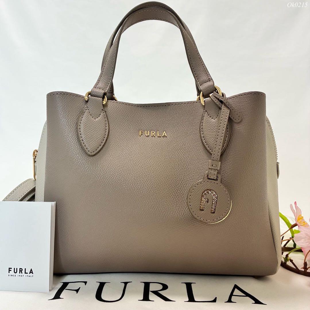 【未使用級/カード付】フルラ ミネルヴァ 2way ハンドバッグ レザー 本革