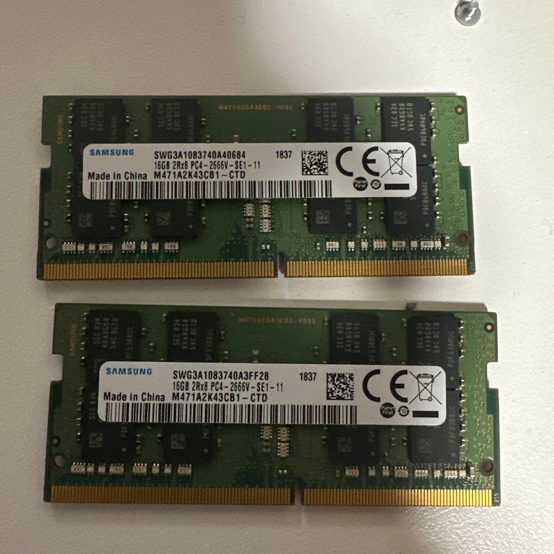 Samsung DDR4 16GB×2枚セット 2666 ノートpc