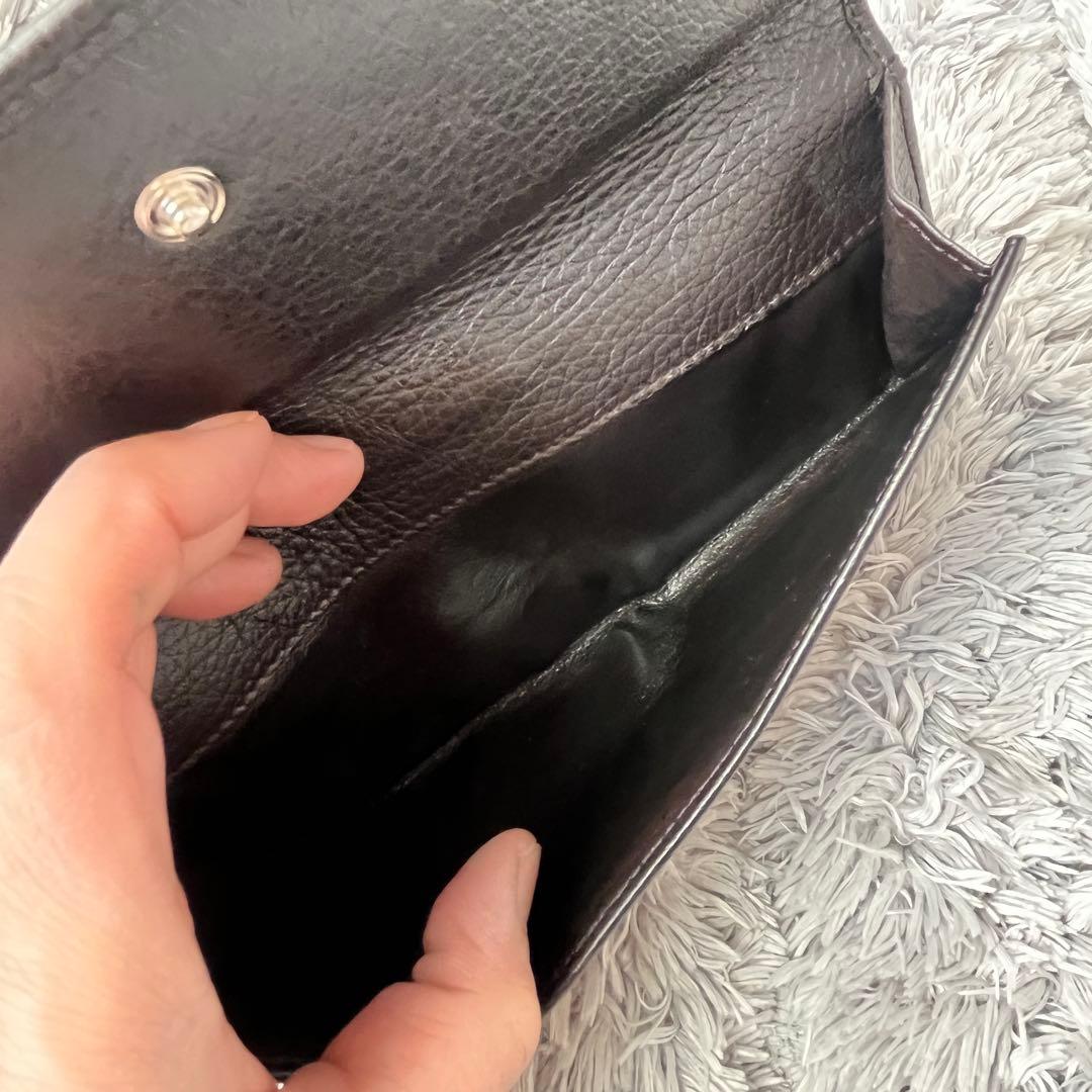 極美品✨GUCCI インターロッキング　長財布　シボレザー　ブラウン　Wホック