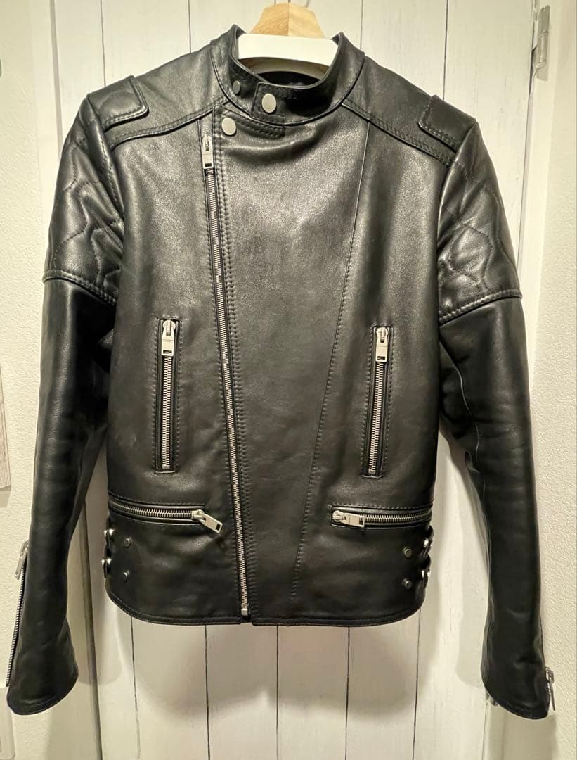 バレンシアガ　黒レザー　シングル　ライダースジャケット　48 定価50万