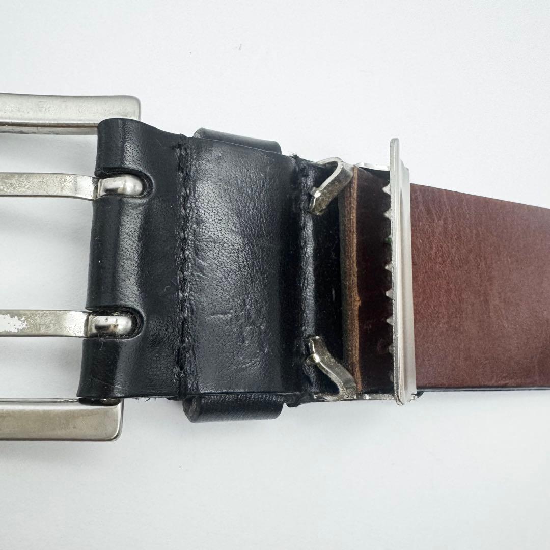 BURBERRY バーバリー レザーベルト シルバー ブラック メンズ ビジネス