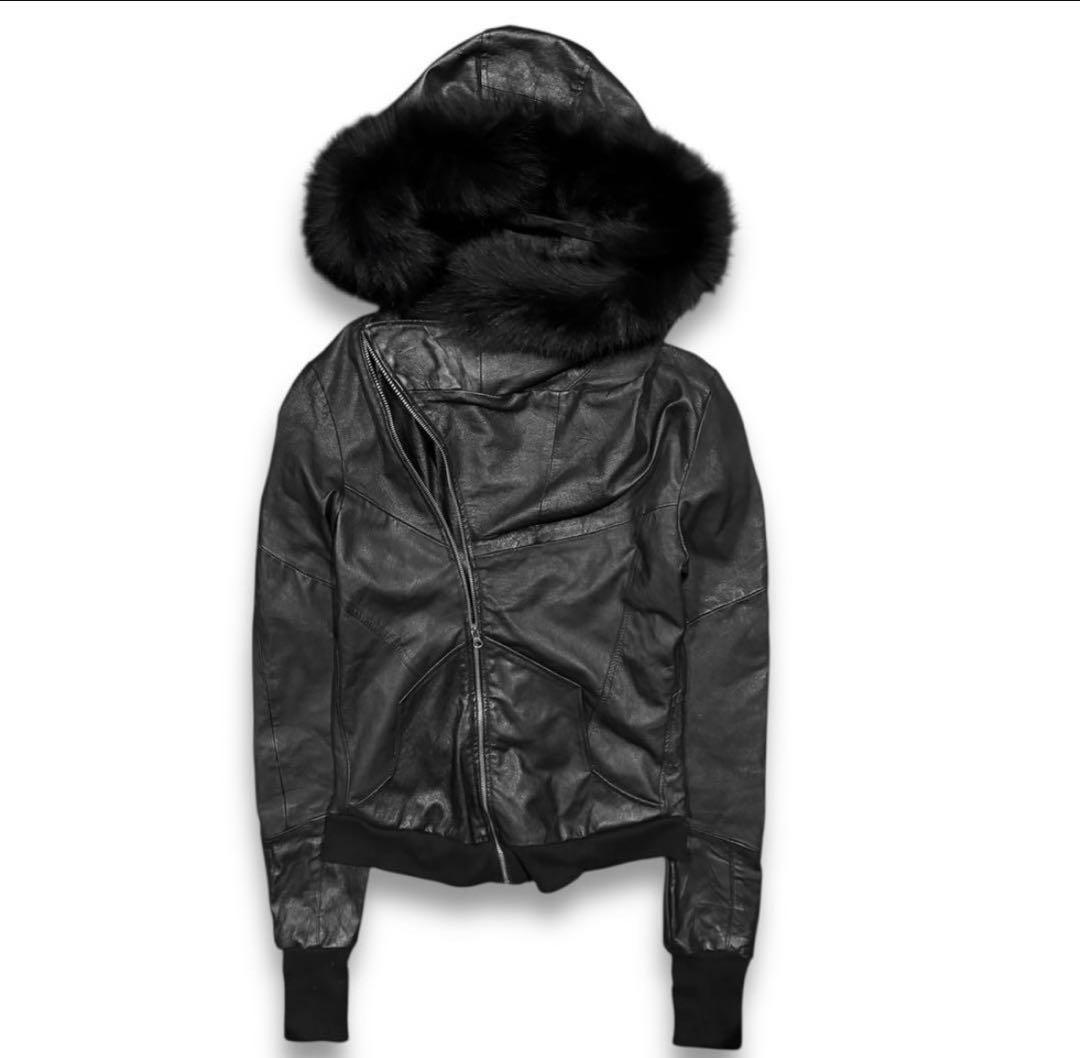 leather fur jacket rickowens風