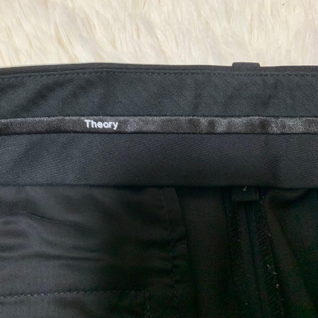 【美品】セオリー　現行　2 パンツスーツ　ブラック　ノーカラー　セットアップ