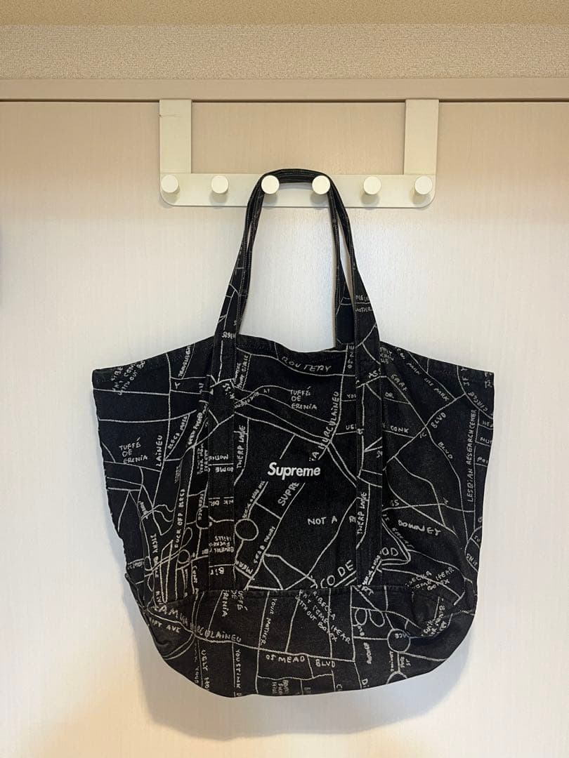 バッグ Supreme Gonz Map Denim Tote Washed Black