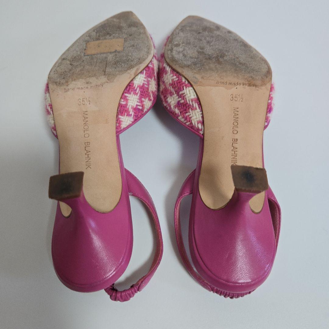MANOLO BLAHNIK ピンクスリングバックミュール