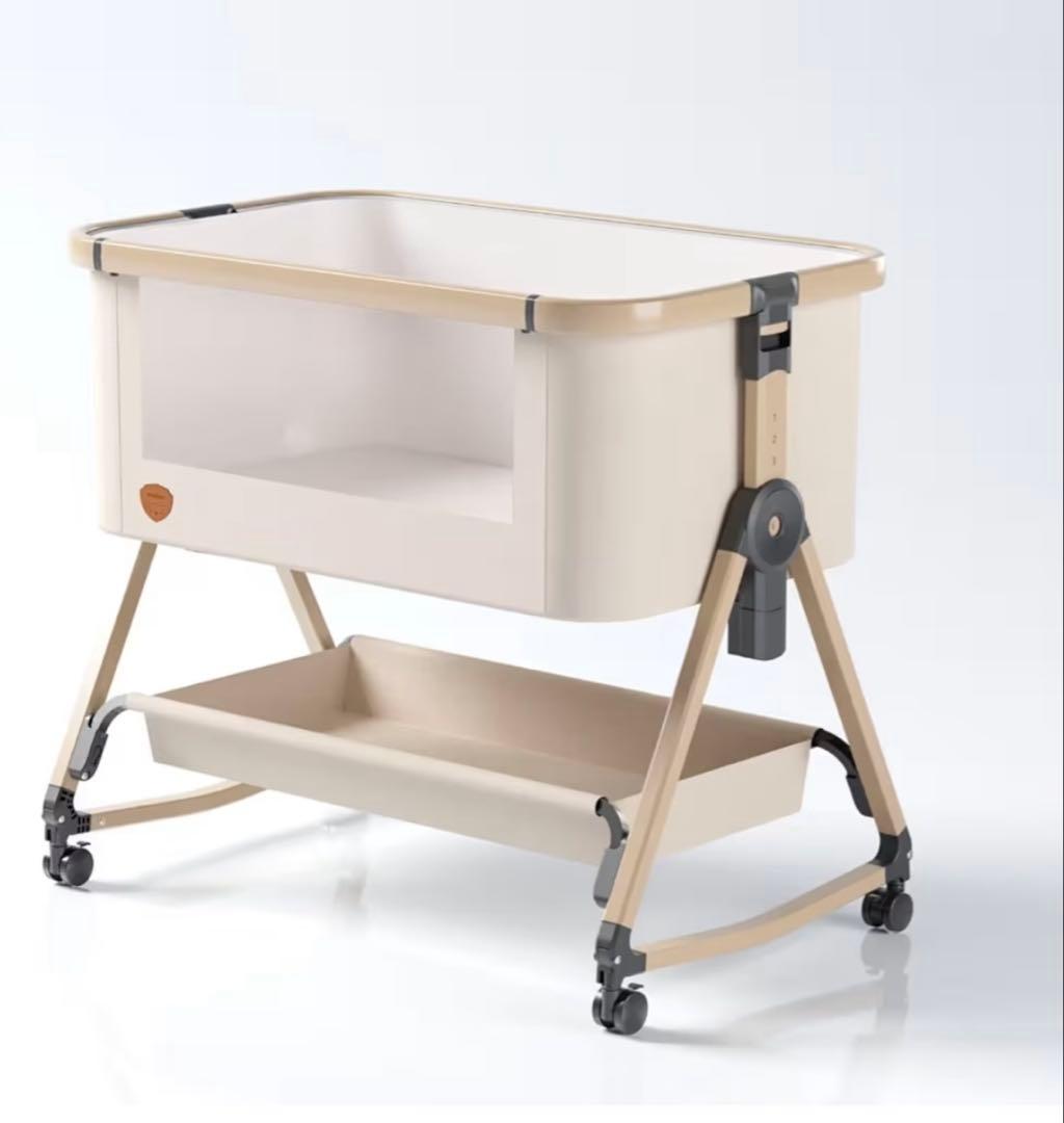 格安HZDMJベビーベット 移動可能・持ち運び・折りたたみ添い寝（一部シミあり）