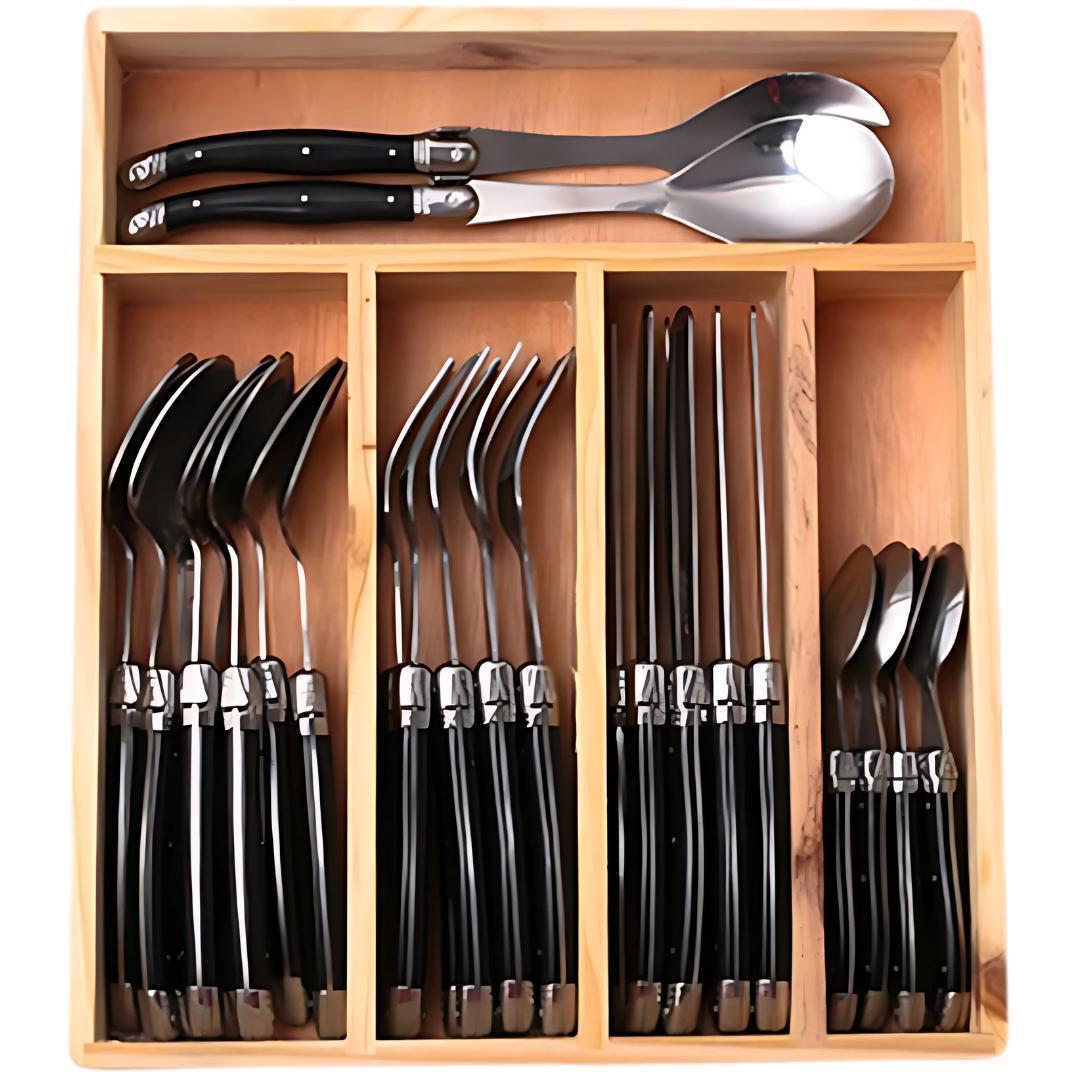 【数量限定】LAGUIOLE ラギオール カトラリー 34本セット ブラック 黒