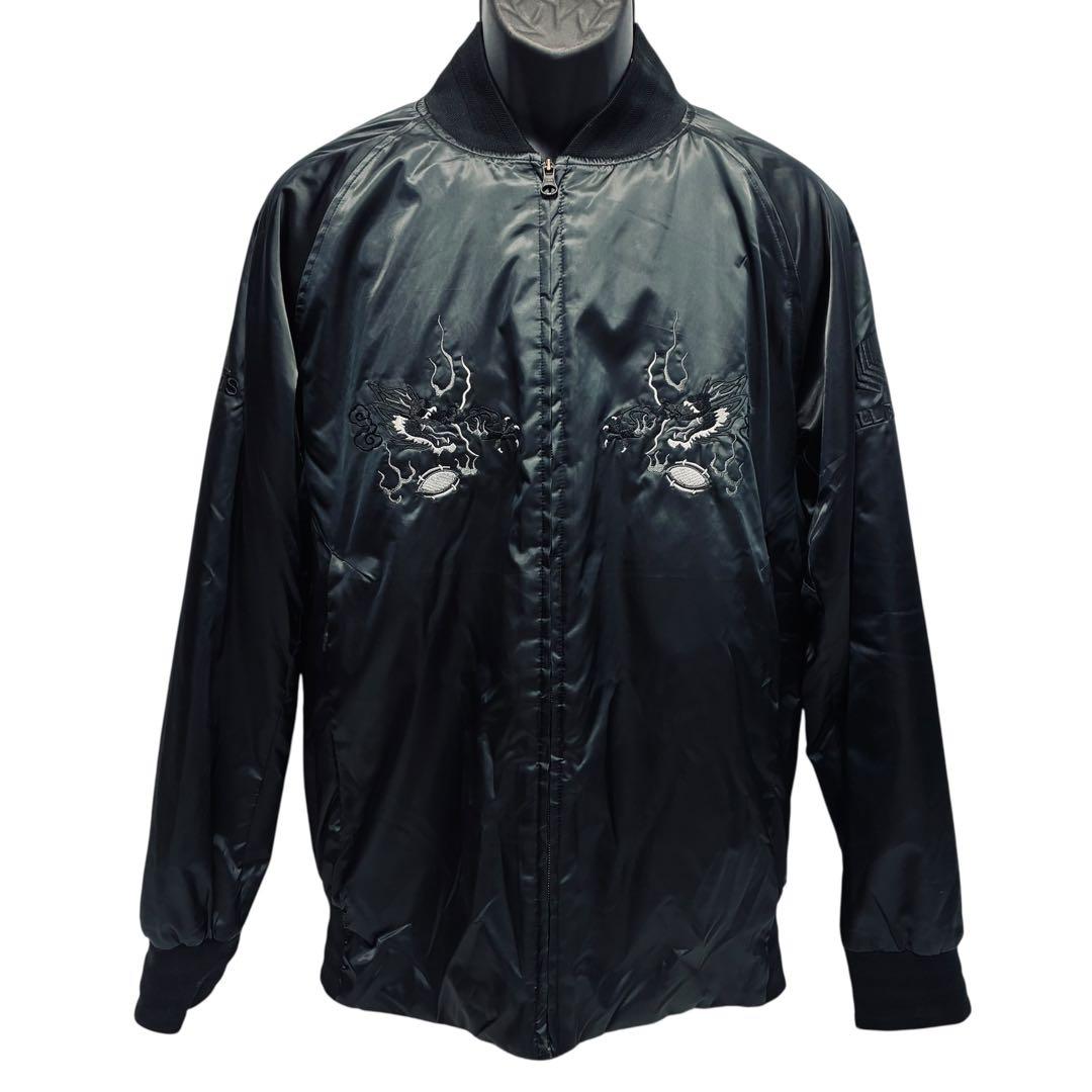 【美品】アディダス スカジャン 中綿ジャケット 刺繍ロゴ 龍 サイズXL相当