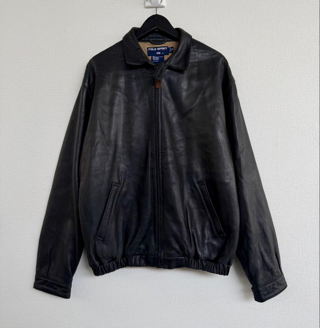 超超スペシャル 90s ポニー無 ポロ スポーツ レザージャケット M ブラック