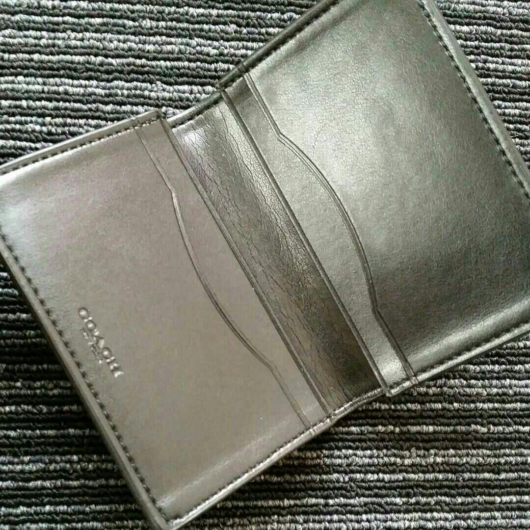 COACH 名刺入れ カードケース F12025 新品 チャコール×ブラック