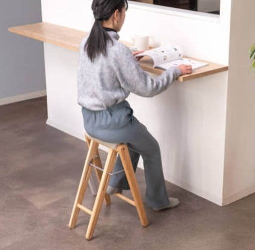 木製カウンターチェア 布製クッション付き