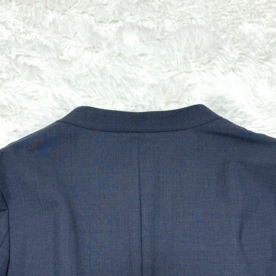 グリーンレーベルリラクシング ネイビー スーツ セットアップ ノーカラー パンツ