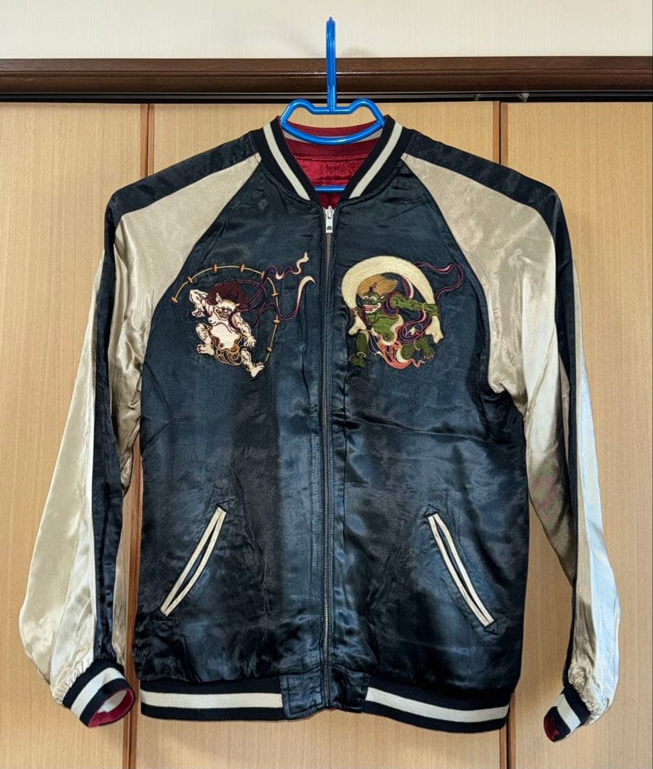 ★未使用！ピンボール 名作リバーシブルスカジャン 風神雷神/鯉に桜