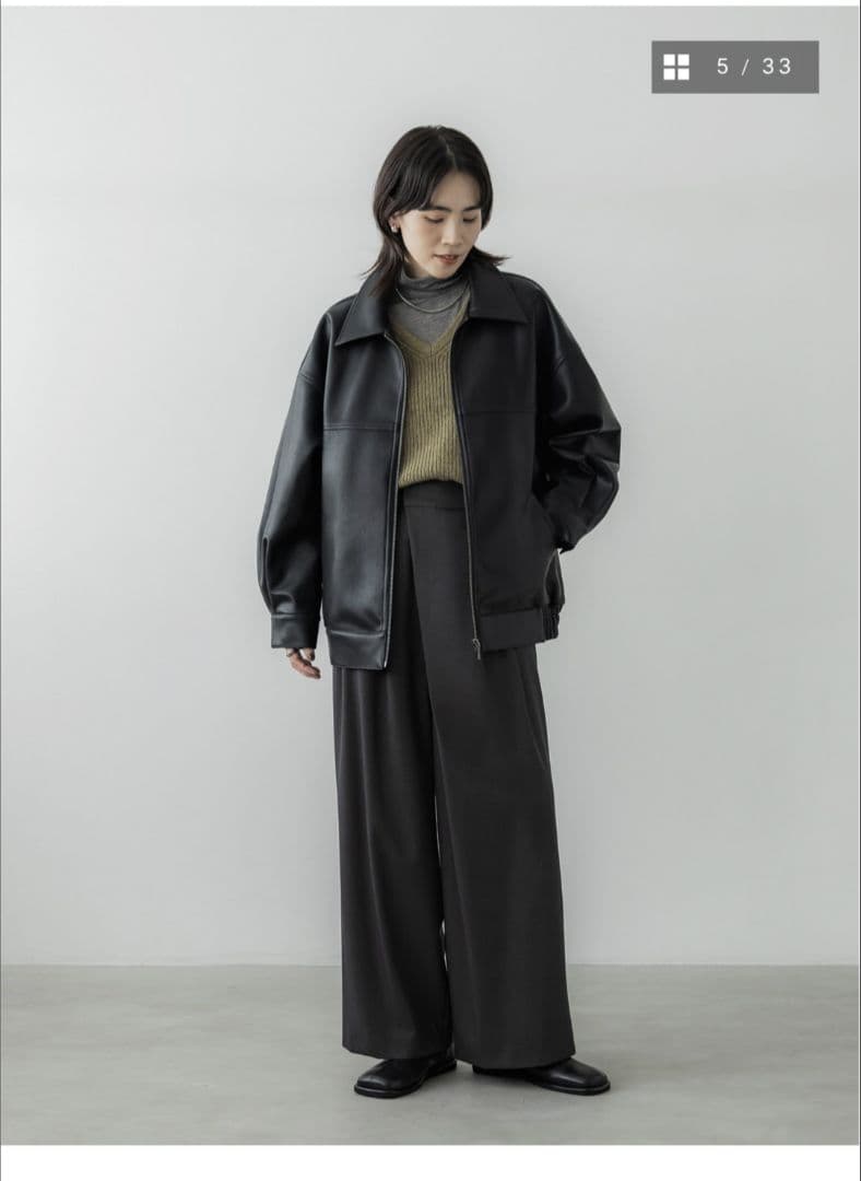 crewre フェイクレザージップブルゾン black 完売品