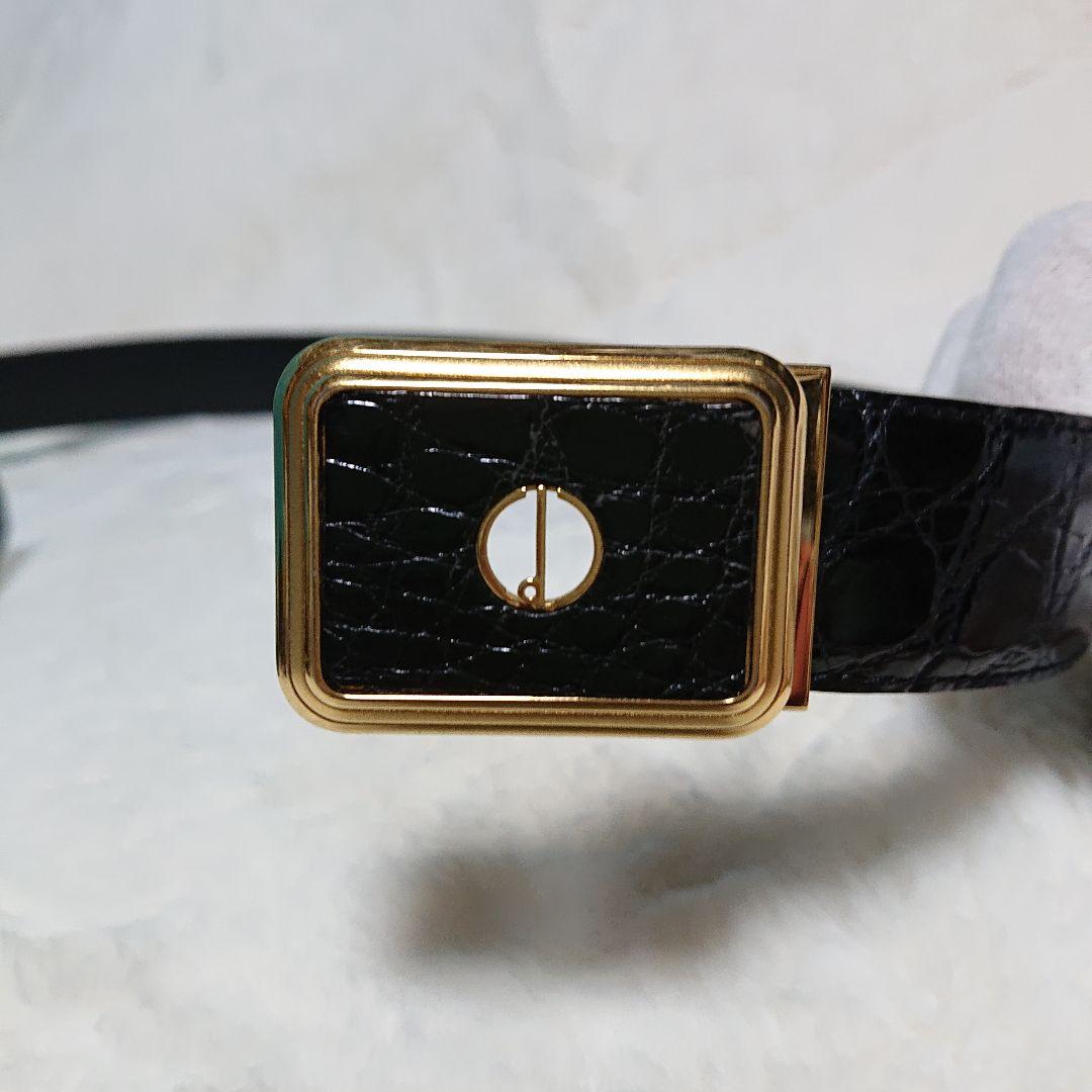ダンヒル クロコダイルベルト ゴールドバックル dロゴ ブラック