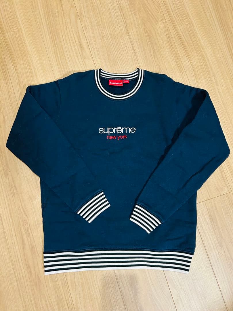 トップス 14AW Classic Logo Striped Rib Crewneck