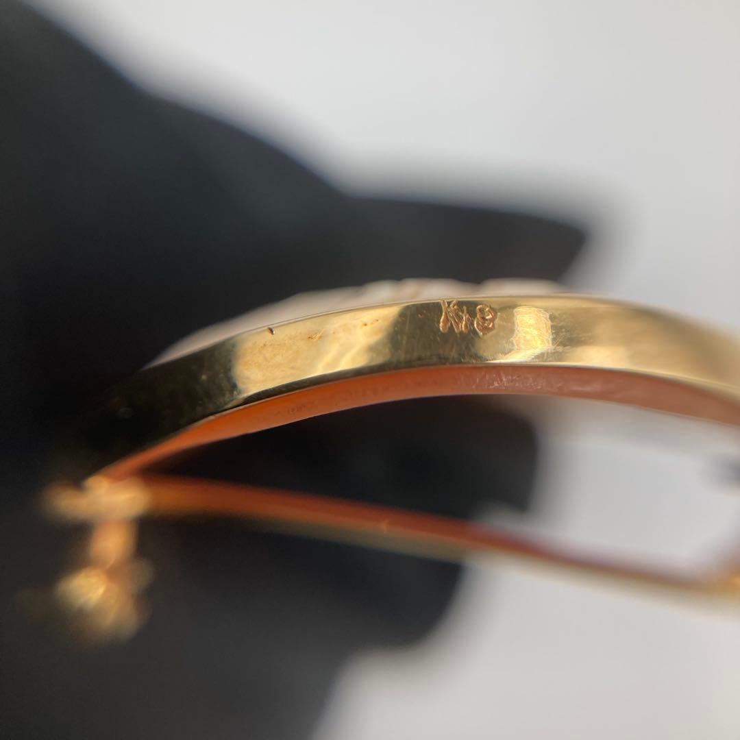 【5508】カメオシェルブローチ ペンダントヘッド　女性の横顔　18k部分有り