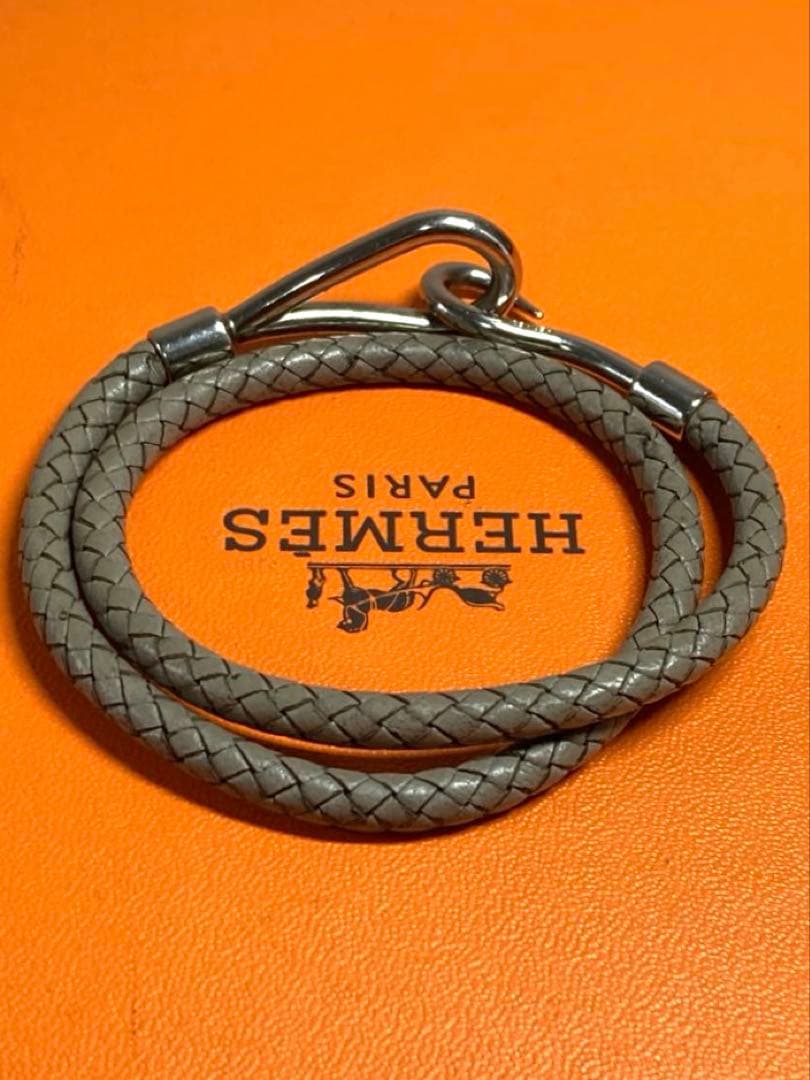 エルメス　ジャンボ　レザー　編み込み　シルバー　チョーカー　ブレスレット　箱付き