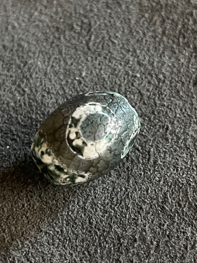 龍紋三眼天珠　エッチド技法染め　出土系　護摩供養