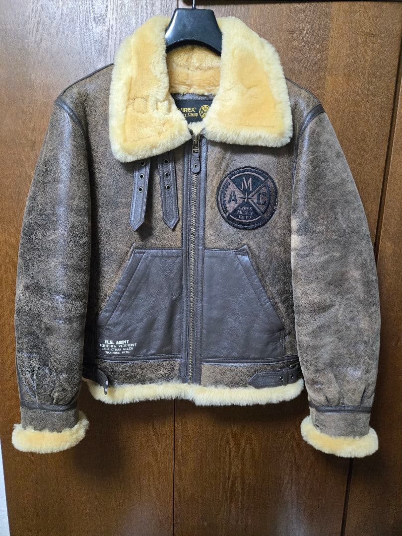 19AW 定価16万 AVIREX B-3 AMC ムートン 羊革