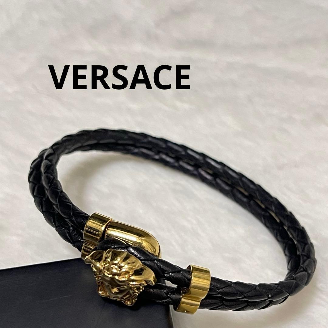 【美品】VERSACE Black Gold Bracelet ヴェルサーチ