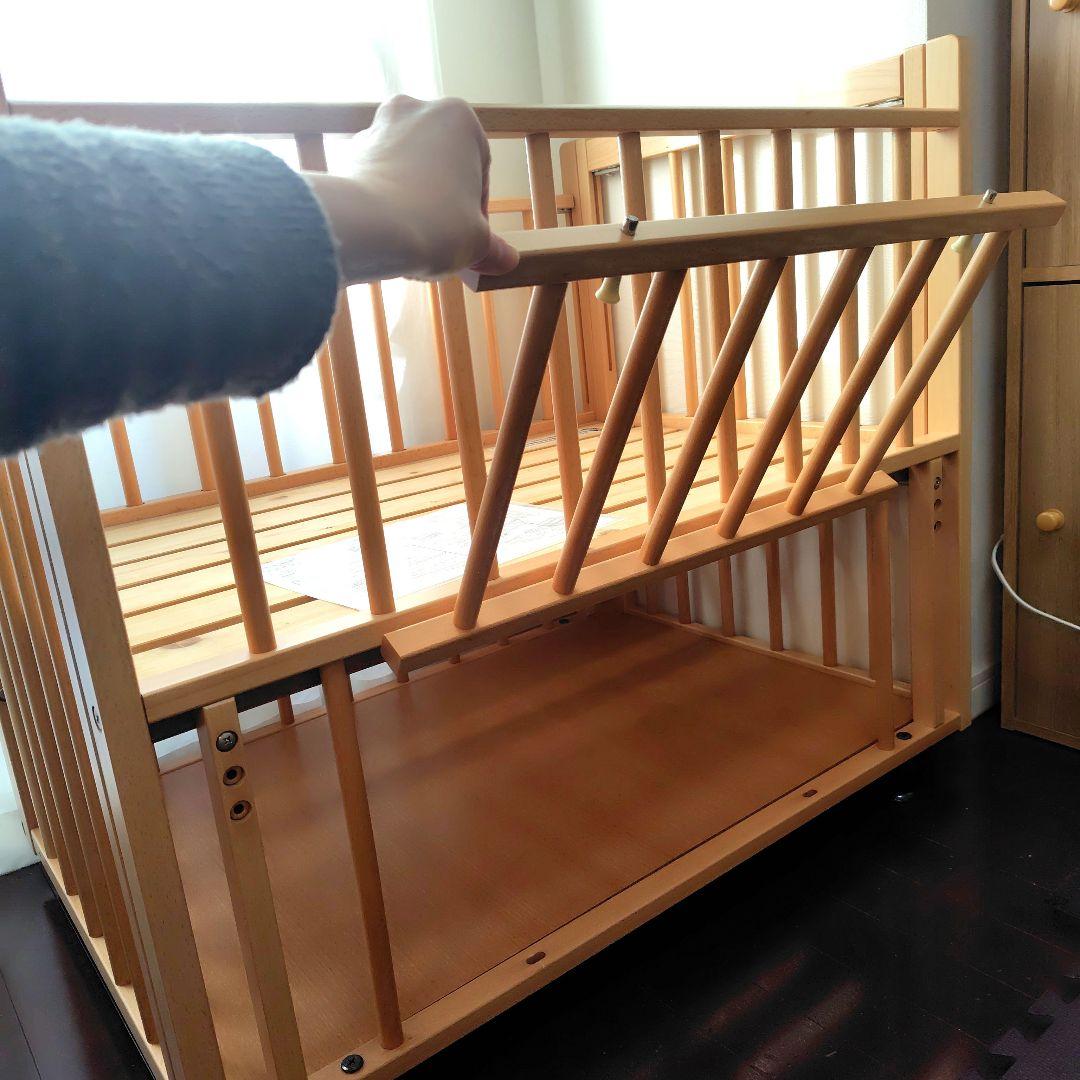 ミニベビーベッド　L型　プチベリー　日本製　添い寝 ナチュラル　サワベビー